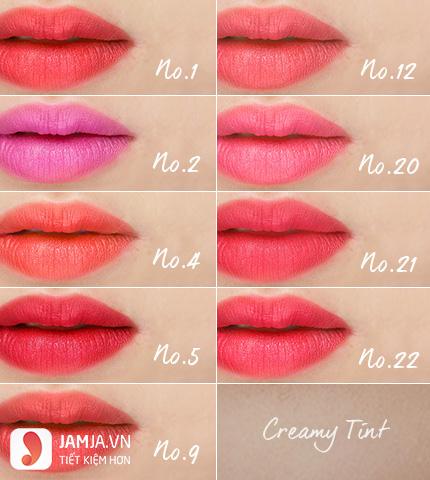 Bảng màu son Innisfree Creamy Tint Lipstick 1