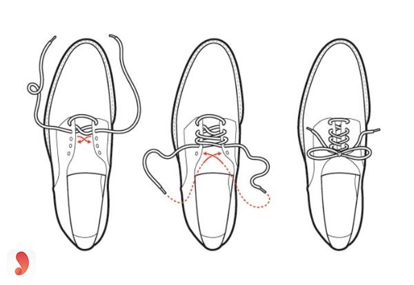 Cách buộc dây giày 3 lỗ 2