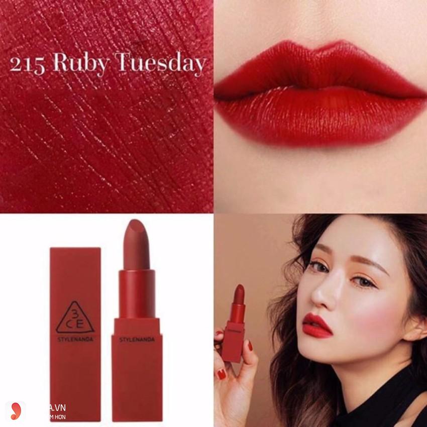 Son 3CE Red Recipe Matte Lip Color #215 Ruby Tuesday 3