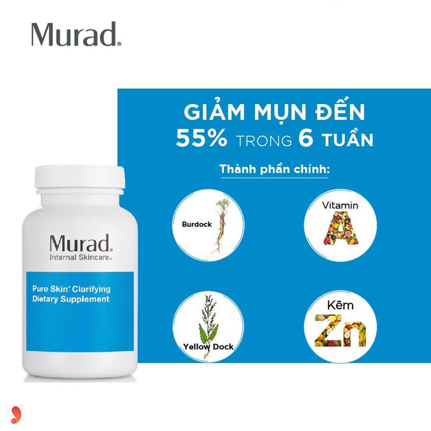 Viên uống trị mụn Murad Pure Skin Clarifying Dietary Supplement 4