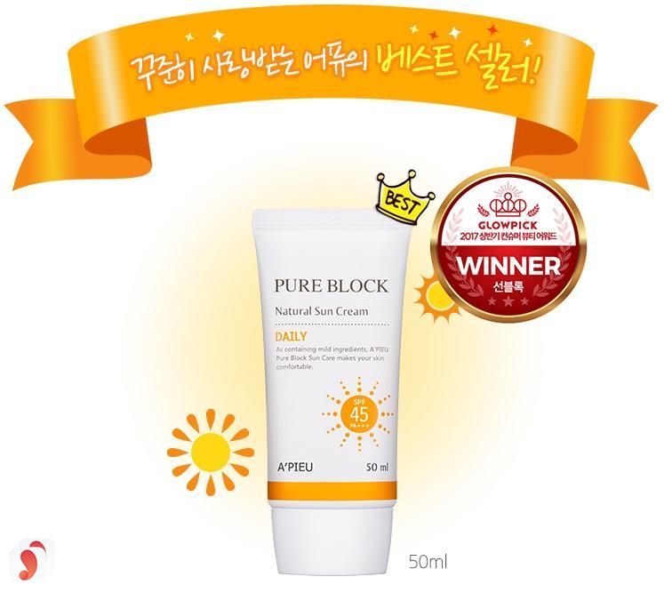 A'Pieu Pure Block Natural Sun Cream Daily SPF 45PA+++