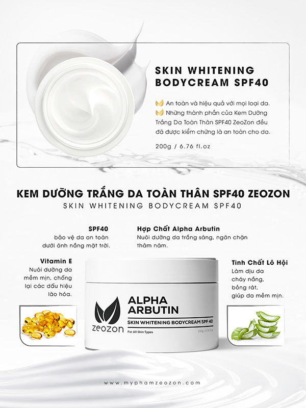 Zeozon Skin Whitening Body Cream SPF 40 giá bao nhiêu
