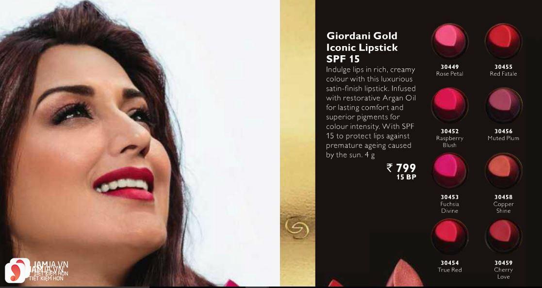 Review son Oriflame Giordani Gold Iconic Lipstick SPF15 7