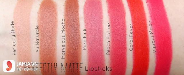Bảng màu son Avon Perfectly Matte Lipstick Line 1