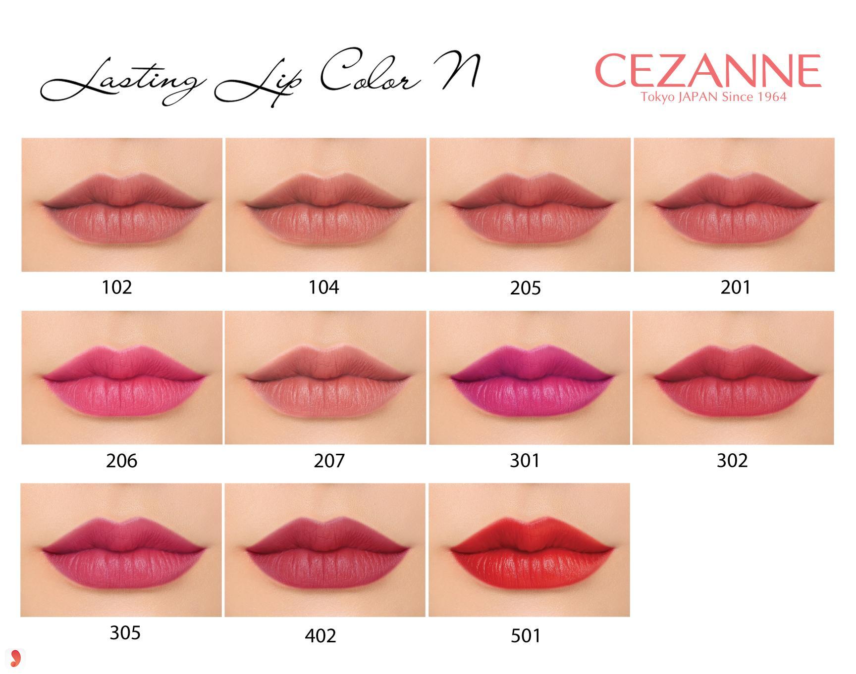 Bảng màu son Cezanne Lasting Lip Color N 1