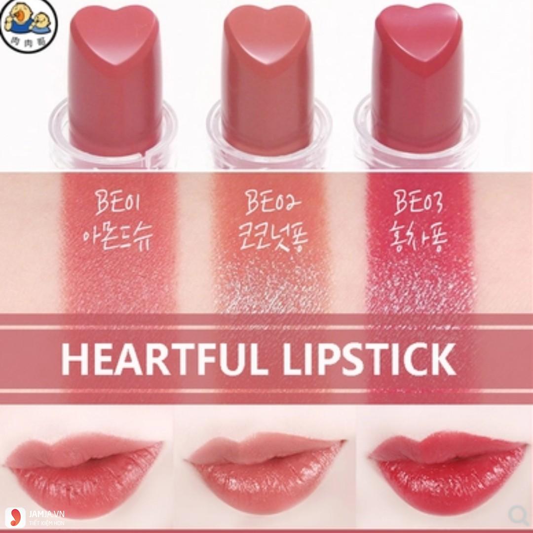 độ bám màu Son Holika Holika Heartful Cream Lipstick
