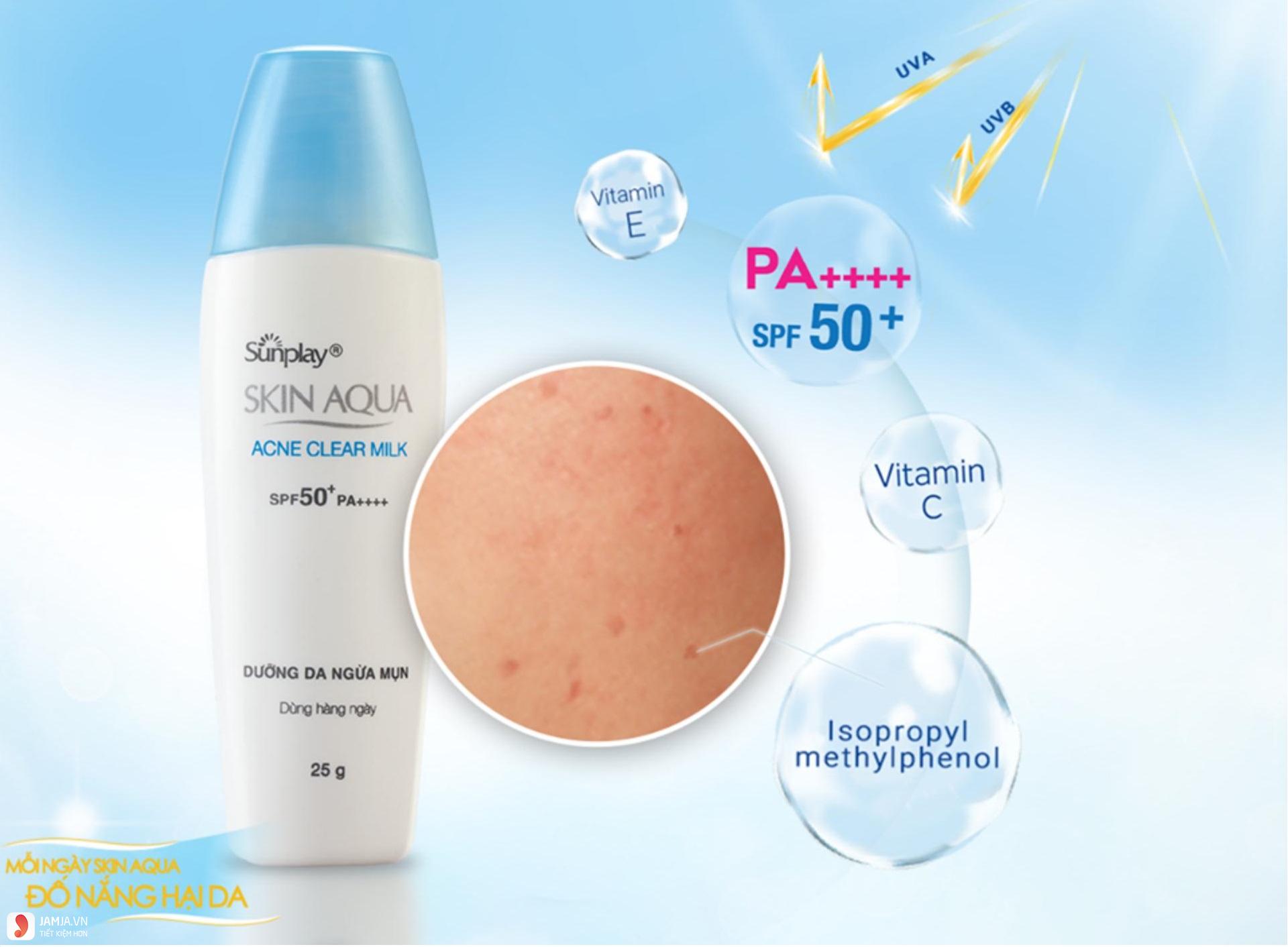  Kem chống nắng  Skin Aqua Acne Clear Milk 