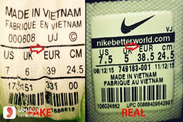 check code giày Nike qua phông chữ