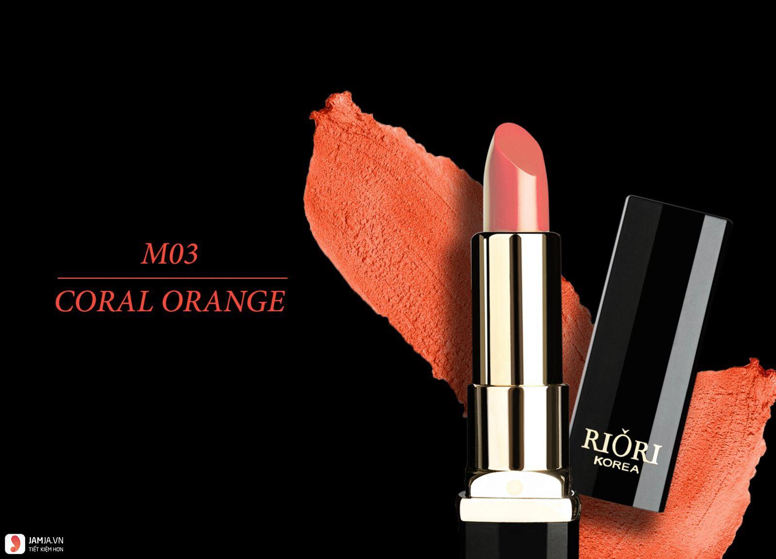 Riori Matte Lipstick M03 Coral Orange