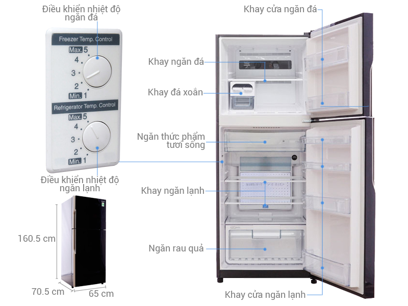 Tủ lạnh Hitachi R-VG400PGV3 loại 335 lít