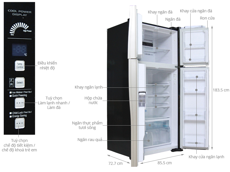 Tủ lạnh Hitachi R-W660FPGV3X GBK (540 lít)