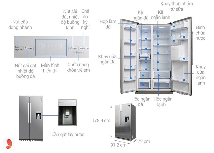 Tủ lạnh side by side Samsung RS52N3303SL/SV